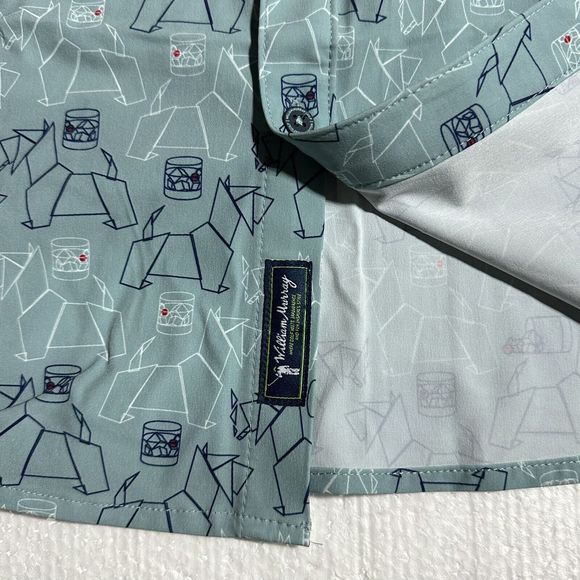 William Murray Scotch Blend Button Down Shirt Carolina Blue Scottie Size L NWT - Picture 3 of 15